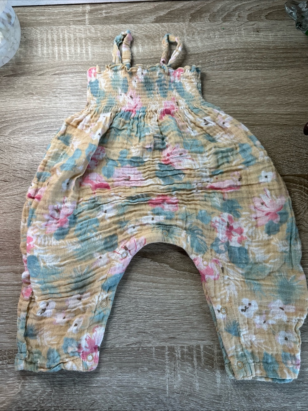 Angel Dear Muslim Gauzy Romper Floral Print Size 6 To 12 Months